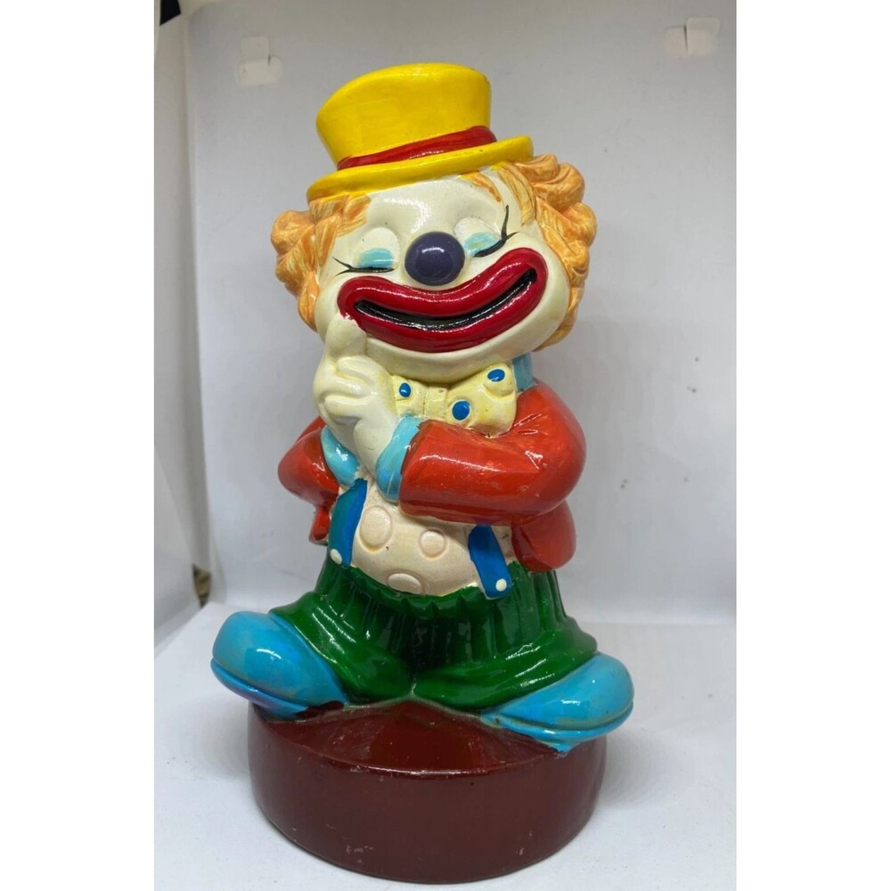 Plastic 1985 Clown Piggy Bank - Made in Taiwan